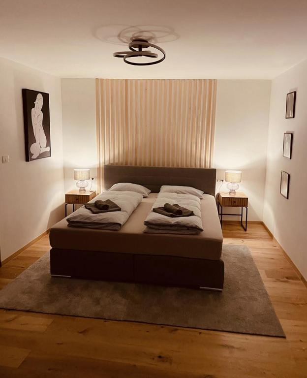 Modern bedroom at Art Apartment Kranj